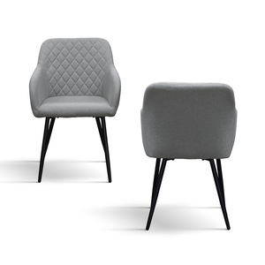 Ensemble de 2 chaises Marianna, revêtement en tissu gris, pieds en métal, chaises de salle à manger d'intérieur - Product Image 2