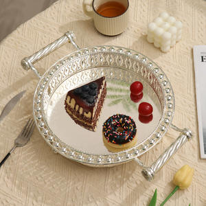 Bandeja de fruta redonda de lujo europea con asa Exhibición de fruta elegante y almacenamiento de alimentos para fiestas para decoración del hogar - Product Image 5