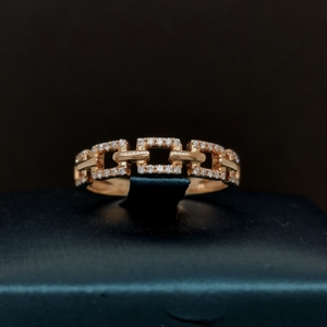 Anillos de aro grandes en forma de cadena de lujo de 18 quilates de cristal pavimentado completo de oro auténtico, anillos de fiesta de moda para mujer - Product Image 1