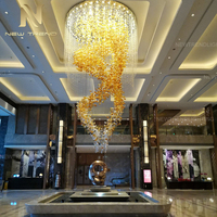 Grand lustre de luxe sur mesure pour décoration intérieure Villa Hall Hall Hall Hôtel Verre LED Éclairage d'escalier