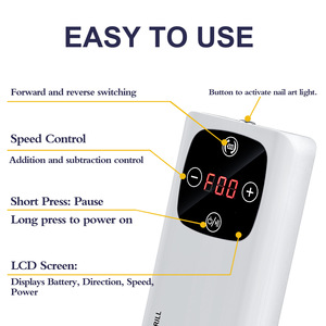 Perceuse à ongles rechargeable 2-en-1 45000 tr/min et lampe UV portable pour le retrait du vernis gel, machine de manucure - Product Image 3