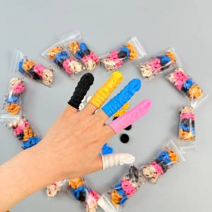 Poeder-vrije roze antislip vingerbeschermers antistatisch ESD latex veiligheidsproducten Maleisische vingerbeschermers - Product Image 5