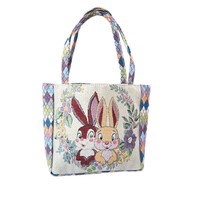 Sac fourre-tout en toile style ethnique à motif diamant, broderie jacquard double face à fil doré, fermeture éclair traditionnelle à bandoulière unique