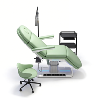 Table de massage électrique de luxe beige pour esthéticienne, fauteuil de spa, mobilier de clinique esthétique pour extensions de cils, lit de massage hydraulique réglable