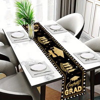 Chemin de table personnalisé pour la remise des diplômes, plusieurs motifs, tissu en polyester et lin, félicitations, fête de remise des diplômes, décoration de cuisine et de salle à manger
