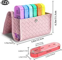 Boîte de rangement hebdomadaire pour pilules JH Medibox, 7 jours, avec fonction de sécurité enfant, plastique et cuir durables, option multicolore