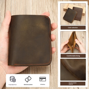 Vintage Fashion Genuine Leather Cowhide Lining Light Weight Zipper Coin Purse Men's Dollar Bill Wallet High-End - Product Image 4