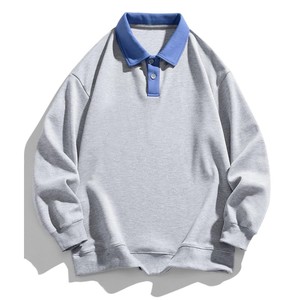 เสื้อสเวตเตอร์คอโปโลแขนยาวสวมหัวแบบลำลองทรงหลวมพอดีตัวสำหรับผู้ชาย - Product Image 3