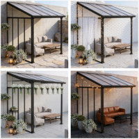 Pérgola de aluminio estilo adosado de 3x3x2.5m, tipo gazebo resistente con techo de policarbonato hueco de 6mm