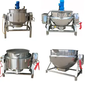 Food Jacketed Cooking Kettle With Agitator Tilting Jacketed Kettle Stainless Steel Steam Jacketed Kettle Price