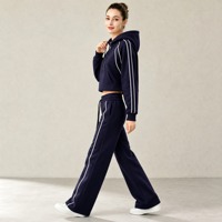 Ensemble de survêtement sportif pour femme 2026, coupe ample, col rabattu, demi-zip, respirant, doublure polaire, idéal yoga