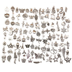 Breloques en argent tibétain mélangées, 100 types, alliage de zinc, accessoires de bijoux DIY, pendentifs pour la création artisanale - Product Image 5