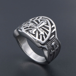 Vintage Cross Men's <b>Ring</b> Titanium Steel SA794 Gift Jewelry Geometric Design - Product Image 3