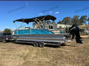 Nuevo diseño azul personalizado cerca Color 29 pies yate aluminio gran familia pontón barco con inodoro y ducha pontón Boatas - Product Image 6