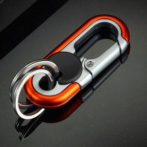 Porte-clés <span class=keywords><strong>mousqueton</strong></span> en métal de luxe à <span class=keywords><strong>double</strong></span> anneau en alliage de zinc et acier inoxydable, personnalisable en gros et de haute qualité - Product Image 3
