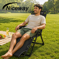 Chaise de camping pliante en métal avec fonction massage et coussin, idéale pour l'extérieur et la terrasse – Vente en gros