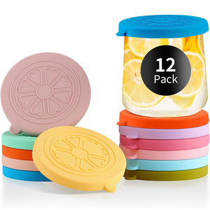 Lot de 12 couvercles en silicone colorés adaptés aux pots en verre de yaourt Oui de 5 oz, couvercles en silicone pour pots de yaourt Oui, parfaits pour les bouteilles de yaourt Oui - Product Image 1
