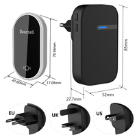 Sonnette sans fil pour maison intelligente, sonnette auto-alimentée, bouton extérieur étanche, 38 mélodies musicales, longue distance de réception