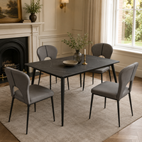 Ensemble de table à manger moderne avec plateau en céramique et structure en métal, meubles de salle à manger pour la maison, le restaurant, l'appartement