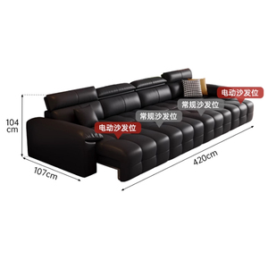 Canapé-<span class=keywords><strong>lit</strong></span> en cuir de vachette minimaliste <span class=keywords><strong>italien</strong></span> électrique, salon, rangée droite, double, trois places, double usage, rétractable - Product Image 6