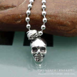 Yunnique – collier avec pendentif crâne chauve en acier inoxydable, bijoux de mode unisexes de style Punk - Product Image 3