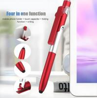 Nouveau design 4 en 1 Stylo pliable multifonction avec support de téléphone, lumière LED, stylet tactile et stylo à bille promotionnel