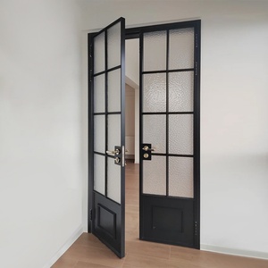 Porte battante en alliage d'aluminium sur mesure, style français vintage, porte intérieure de salle de bain avec panneaux de verre ultra-émincés - Product Image 3