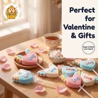 Vente en gros de bonbons OEM en forme de cœur de dessin animé, emballage de bonbons en guimauve et de sucettes en boîte