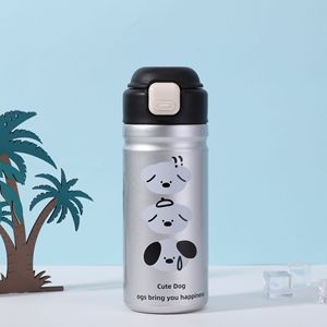 Vaso portátil de acero inoxidable <span class=keywords><strong>con</strong></span> diseño de animales de dibujos animados, tapa <span class=keywords><strong>con</strong></span> popote y asa de cuerda elegante - Product Image 4