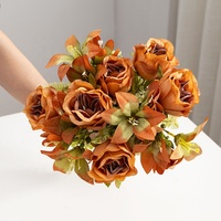 6-teiliger Künstlicher Lilien- und Rosenstrauß, Seidenblumen für Hochzeitsfotografie-Requisiten und Großfloristik-Arrangements