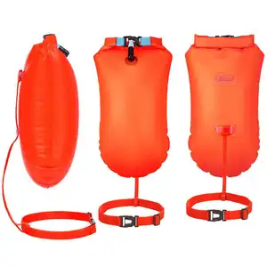 PVC Inflatable Safe Swim Safety Buoy, Water Sports Swimming Waterproof Bag Roll Top Lightweight Dry Storage Bag Backpack