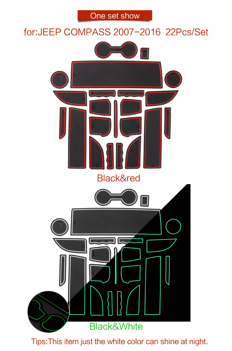 ZHL Anti-Slip Gate Slot Cup Mat for Jeep Compass 2007-2016 | Interior Door Pad Dust Protection