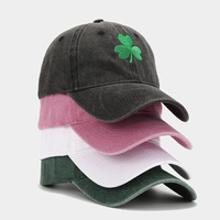 Casquette de baseball brodée trèfle vert irlandais, rétro, en sergé Oxford, polyester et coton, ajustable