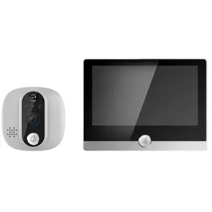 אבטחה ביתית 4.3 אינץ' מצלמת פעמון וידאו ראיית לילה צג זווית רחבה צג דלת דיגיטלי