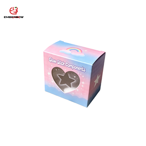 EBB Wholesale Custom Printed Top And Bottom Paper <b>Gift</b> <b>Box</b> <b>Clear</b> Heart Glow Stick Components <b>Box</b> Heart Window Rainbow Design - Product Image 1