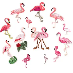 hot sale custom flamingo embroidery patches clothing stickers