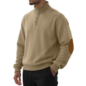 Sweat-shirt à col montant et manches longues pour homme Temu, en jacquard à carreaux, boutonné, décontracté, pour l'extérieur, anti-boulochage - Product Image 2