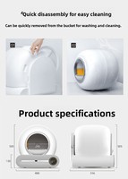Usine OEM ODM 2025 Nouvelle conception Wi-Fi intégré Contrôle des odeurs Auto-nettoyage Surveillance intelligente 10 kg 65 L Bac à litière en plastique
