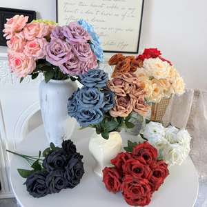 Mazzo di 9 Rose di Seta con Diamanti per Decorazioni di Matrimoni e Sale Cerimonie, Esportazione all'Ingrosso - Product Image 5
