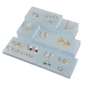 High-grade Multiple Size Display Blocks Velvet Jewelry Tray with Logo <b>Ring</b> Pendant and Earring Salver - Product Image 1