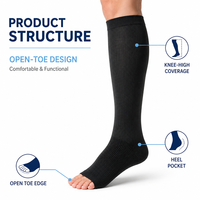 Chaussettes de compression médicales 20-30 mmHg à bout ouvert, hauteur genou, à compression graduée pour femmes et hommes, OEM, marque privée