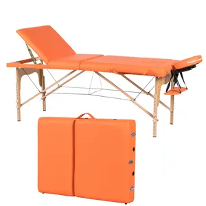 Дешевый 3-секционный складной массажный стол с золотым коэффициентом, портативный складной массажный стол с голубой Кашей