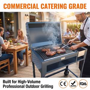 Barbecue double zone en gros avec triple grille en V 630x406mm, roues mobiles, couvercle rabattable, couleur personnalisée, certifié CE RoHS, OEM disponible - Product Image 1