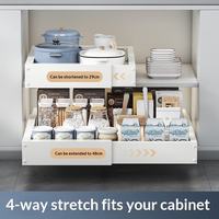 Organisateur de cuisine extensible à 4 côtés en acier carbone pour casseroles, support de rangement coulissant pour armoire de cuisine