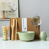 Kit de préparation de matcha premium, 5 pièces d'outils pour la cérémonie du thé japonaise, bol en céramique et accessoires en bambou pour le matcha, pour un usage quotidien