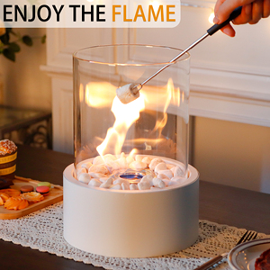 Cheminée de table portable blanche grande cheminée ronde en gel de verre <span class=keywords><strong>bio</strong></span> éthanol pour décor de table à manger - Product Image 4