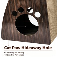 Griffoir mural en carton ondulé pour chat, en forme de cale, avec motif bois, découpe pour patte et jouet boule, durable pour l'entretien des griffes, fournitures pour animaux de compagnie