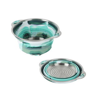 Cestas de Almacenamiento de Cocina con Doble Filtro de Color Camuflaje, Coladores Plegables de Silicona para Alimentos - Product Image 6