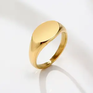 Fashionable Rings High Quality Dainty Stainless Steel Oval Ring Women Men Minimalist Jewelry