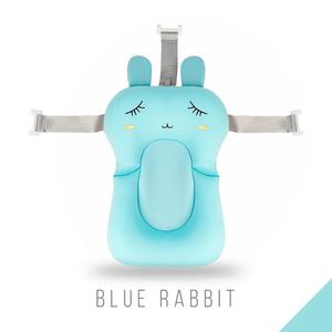 Tapis de bain flottant pour bébé, design lapin, bleu, matériau doux, 0-12 mois, siège de bain multifonctionnel - Product Image 2